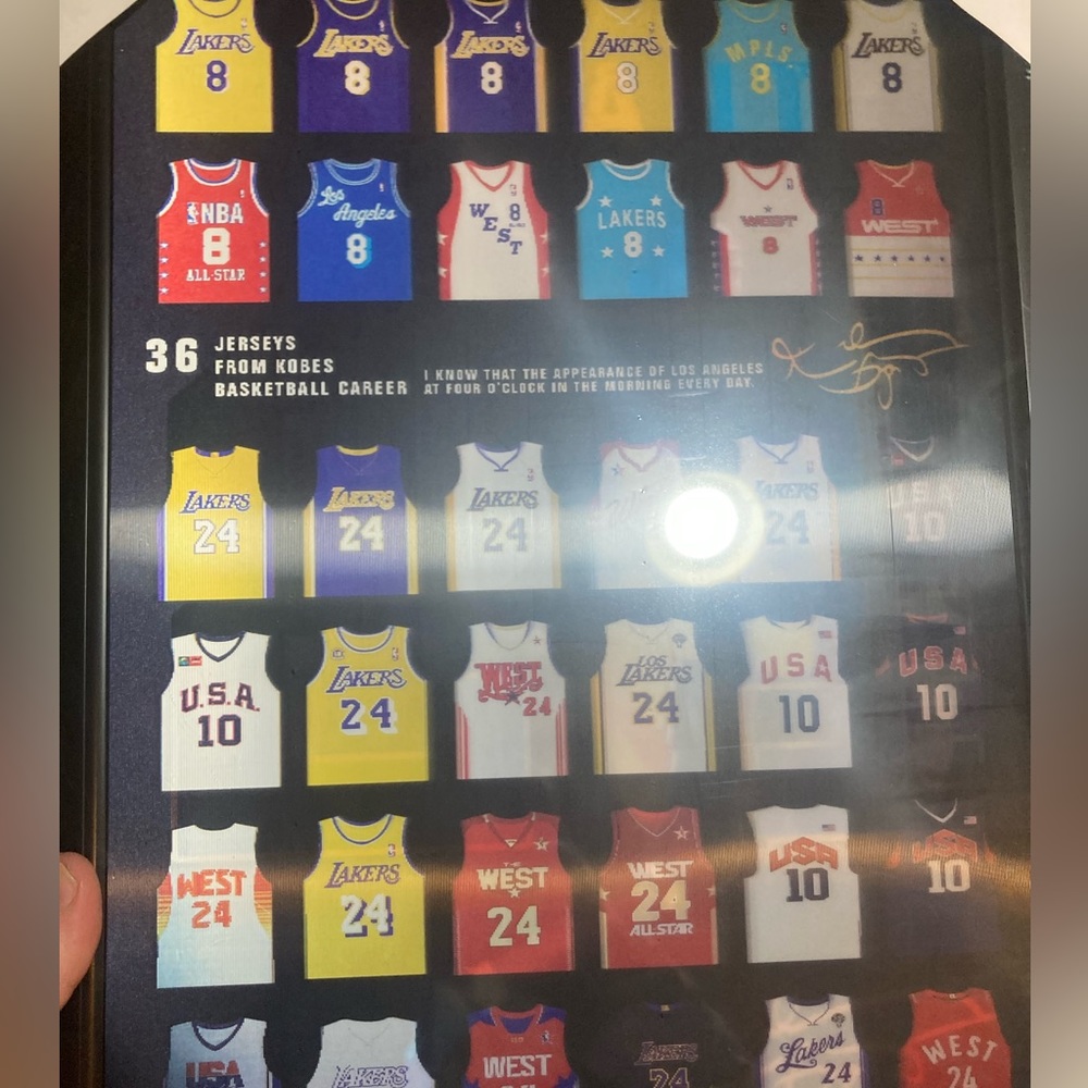 3d canvas art of all 36 jersies Kobe wore, 2 angle perspective art with pop up